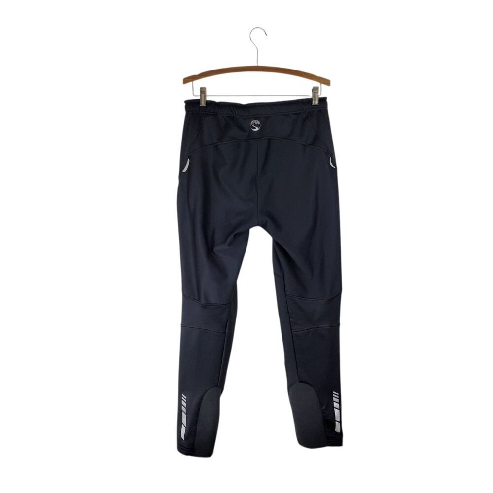 Showers Pass Fleece Lined Track Pants Black Reflective Leg Zipper Mens Medium - Picture 2 of 11